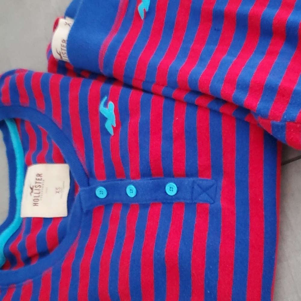 HOLLISTER RED & BLUE LONG JON'S PAJAMAS XS - Picture 8 of 8